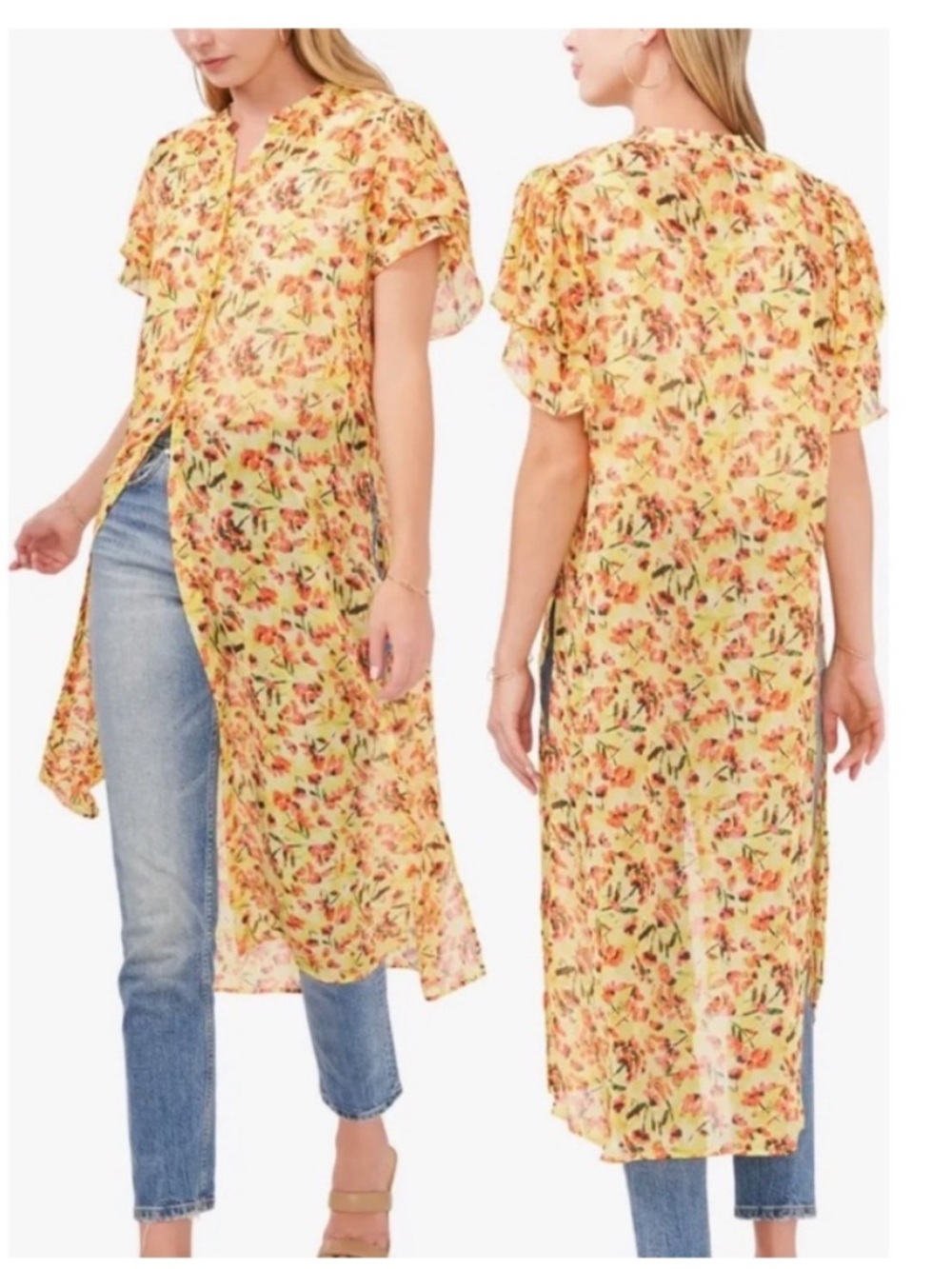 Vince Camuto Floral sheer overlay Dress